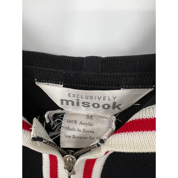 Misook‎ Sweater Full Zip Up Knit Cardigan Hoodie Stretch Black Size M - Picture 2 of 4